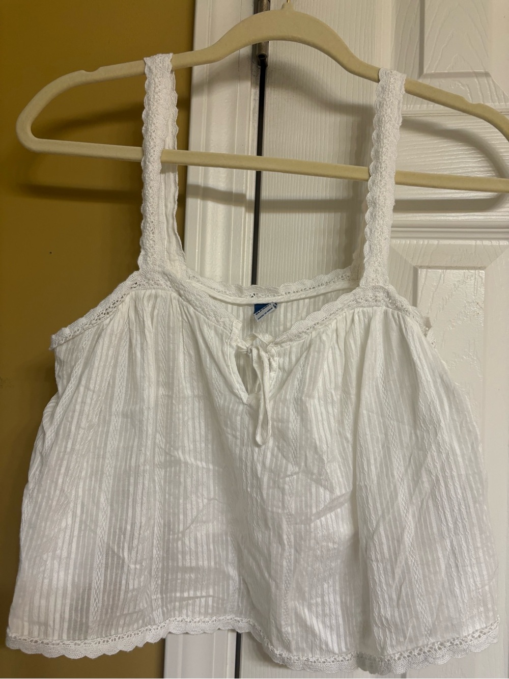 Old Navy White Lace-Trim Cotton Camisole Tank Top